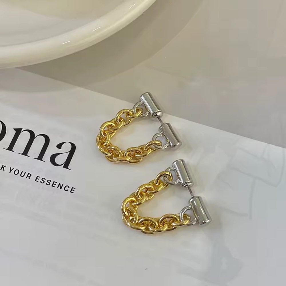 Private Label Gold and Silver Chain Link Hoop Earrings